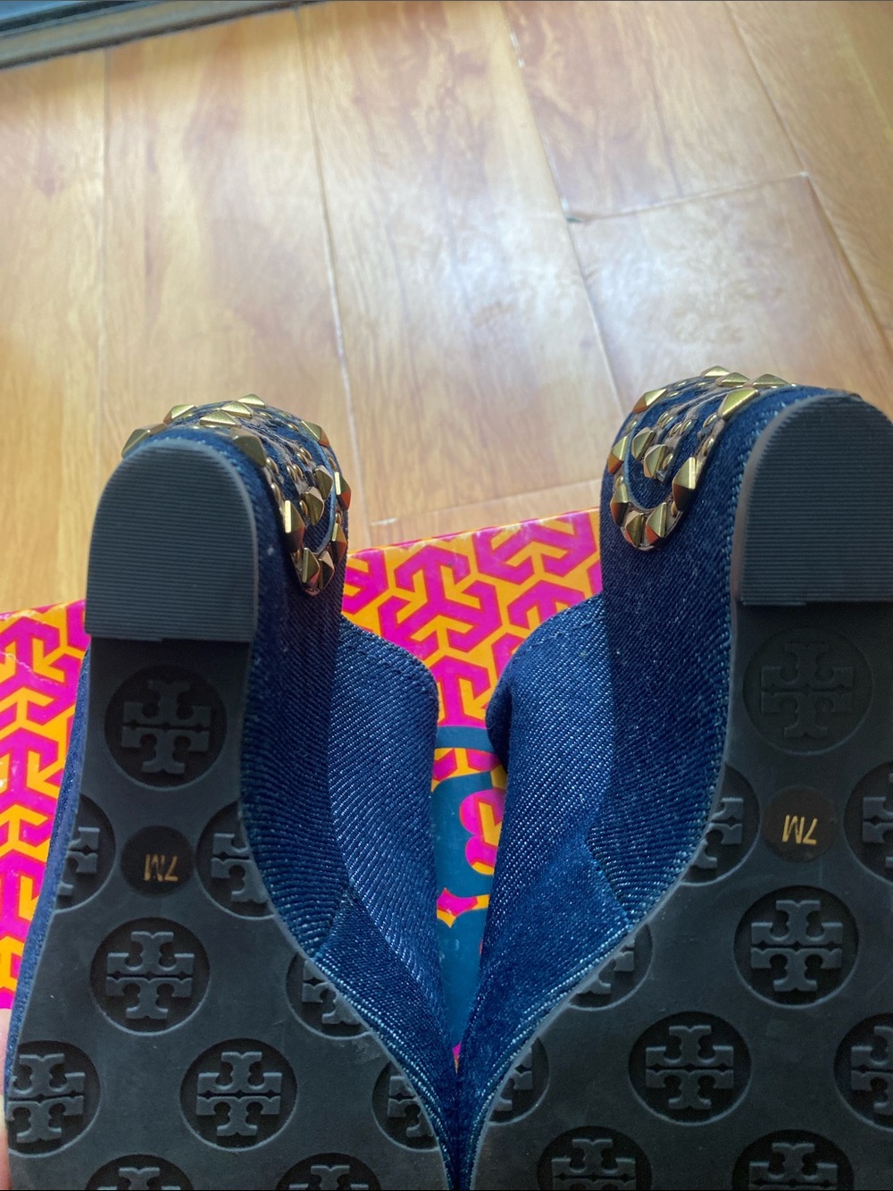 Tory Burch Navy Denim Open-Toe Mule - Picture 10 of 16